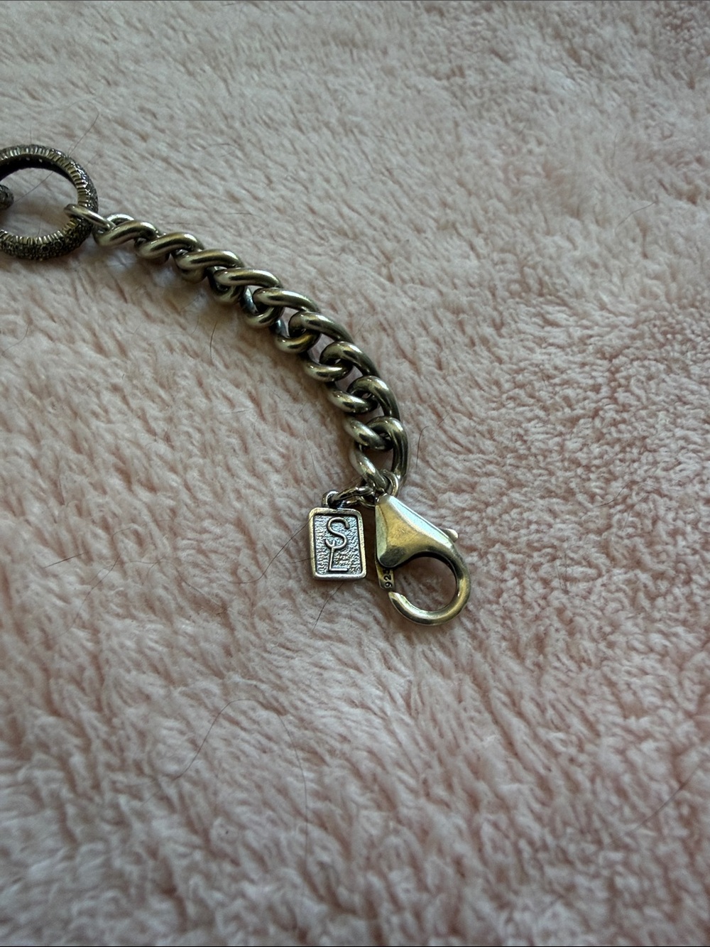 Sheryl Lowe Silver-Tone Diamond Chain Bracelet with Triple Ring Details - Picture 2 of 4